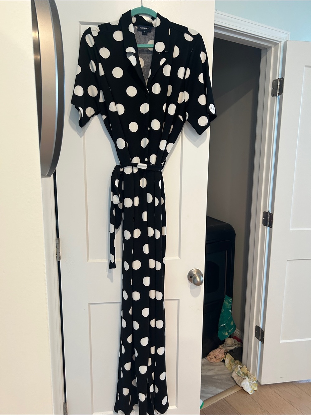 Black and White Polka Dot Jumpsuit - Picture 1 of 4
